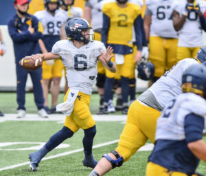 Quarterback Garrett Greene showing electric abilities during WVU spring camp as coaches hope to reel in mistakes that come with it